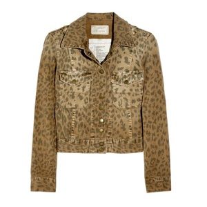 Current/Elliott The Snap Jacket Cropped Leopard